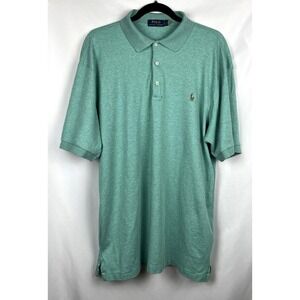 Polo Ralph Lauren Men's XL Tall Green Heather Soft Cotton Knit Polo Shirt XLT